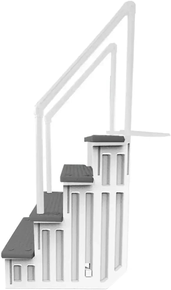 2026 NewNon-slip pool entrance steps | Gray | Suitable for above-ground pools | Can be installed on patios with a height of 122 to 137 cm | Maximum load capacity 136 kg