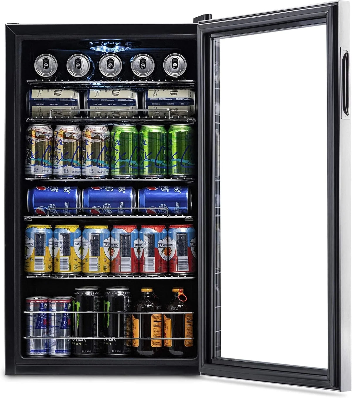 2026 Beverage Refrigerator Cooler | 126 Cans Free Standing with Right Hinge Glass Door | Mini Fridge Beverage Organizer Perfect For Beer, Wine, Soda, And Cooler Drinks