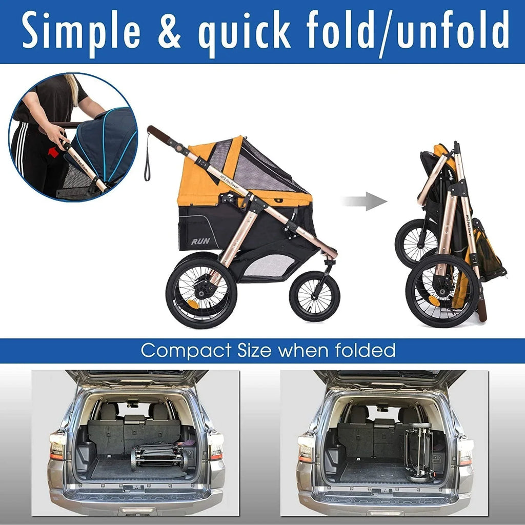 2026 NewJogging Sports Stroller with Comfort Rubber Wheels/Zipper-Less Entry/1-Hand Quick Fold/Aluminum Frame for Small/Medium Dogs, Cats and Pets (Green Camo)