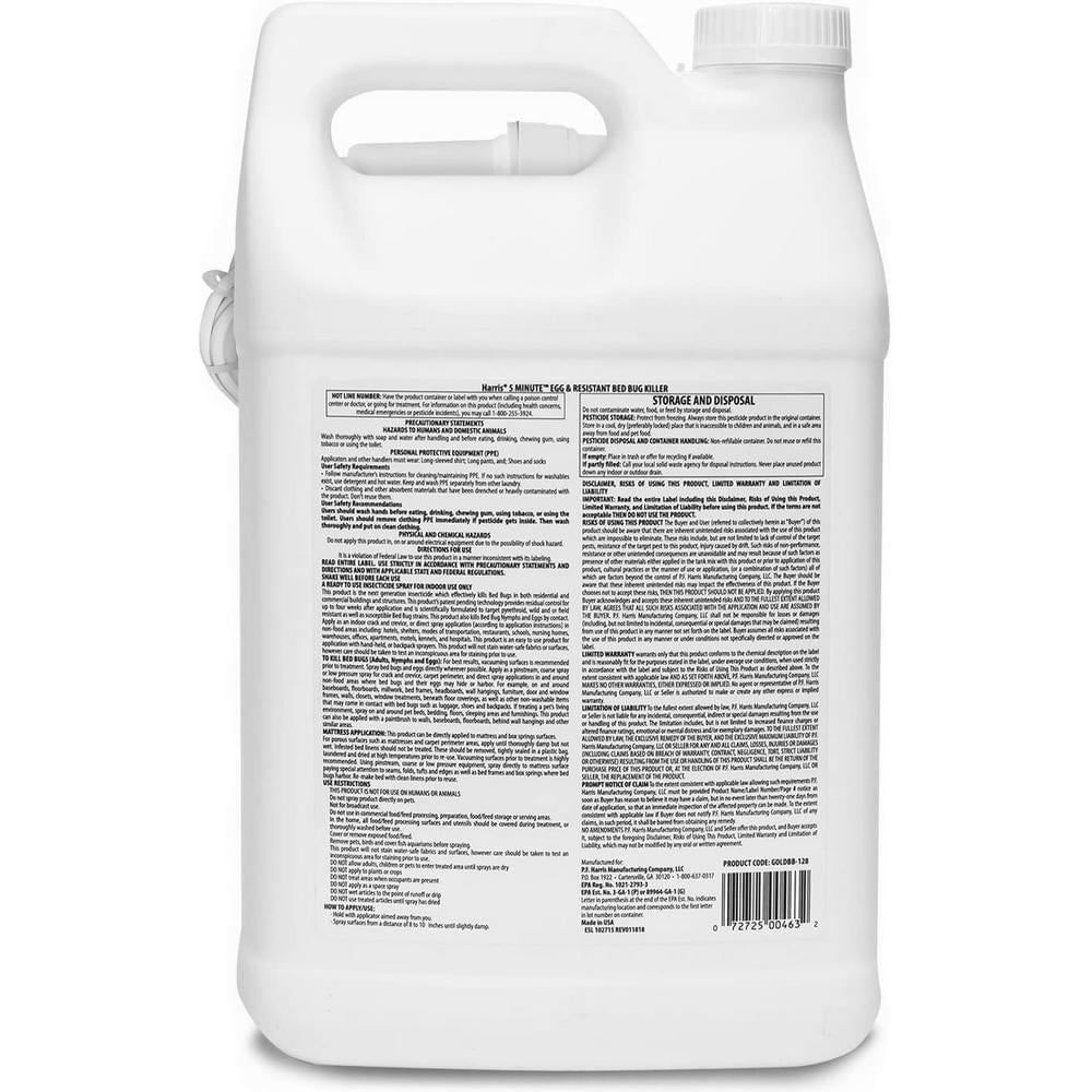 2026 Harris 5 Minute Egg Kill and Resistant Bed Bug Killer 1 Gallon with Trigger Spray