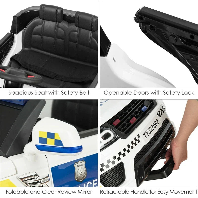 2026 Kids Ride On Police Car 12V Battery Powered Electric Riding Toy Truck Car with LED Siren Flashing Light