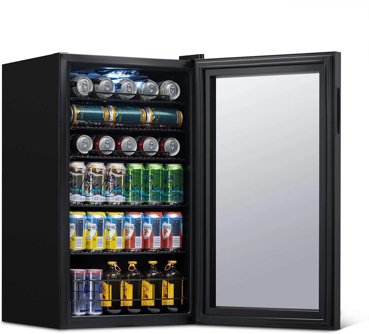 2026 Beverage Refrigerator Cooler | 126 Cans Free Standing with Right Hinge Glass Door | Mini Fridge Beverage Organizer Perfect For Beer, Wine, Soda, And Cooler Drinks