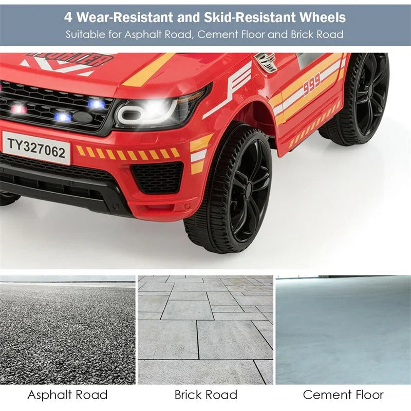 2026 Kids Ride On Police Car 12V Battery Powered Electric Riding Toy Truck Car with LED Siren Flashing Light