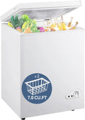 2026 7.0 Cu Ft Chest Freezer - Energy Efficient & Quiet Mini Freezer with Adjustable Thermostat - Compact Deep Freezer for Home, Apartment, and Garage - Removable Basket & Defrost Drain