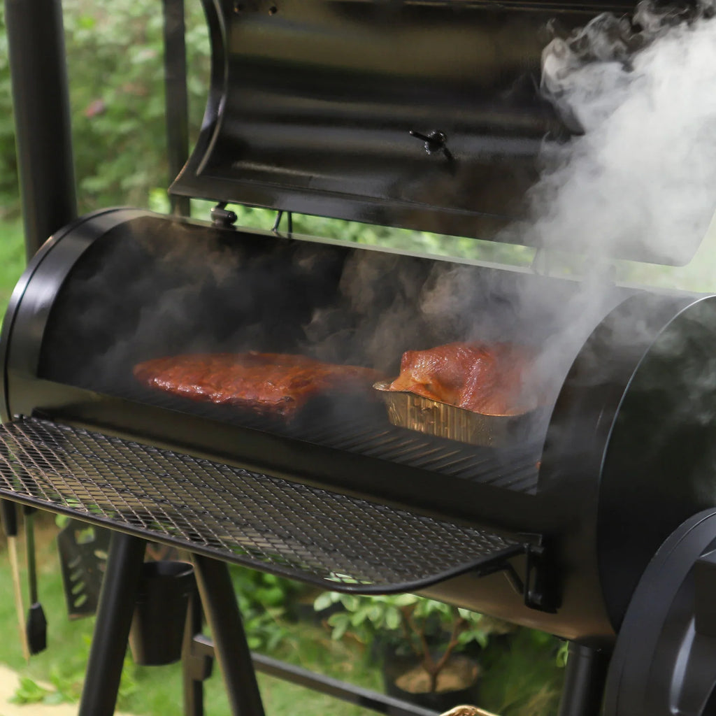 2026 941 Sq.in. Overlarge BBQ Charcoal Grill with Offset Smoker, Black