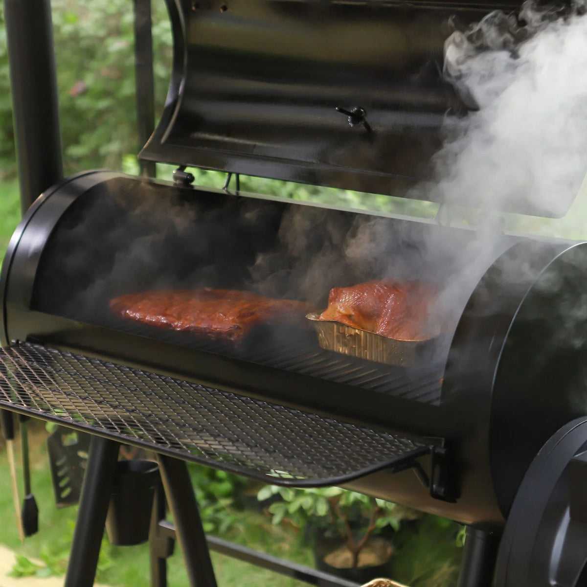 2026 941 Sq.in. Overlarge BBQ Charcoal Grill with Offset Smoker, Black