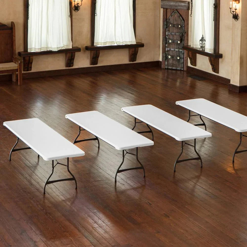 2026 NewLifetime 4-Pack Commercial Stackable Folding Table 8 Feet - White (80344)
