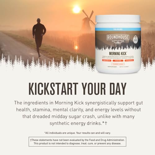 2026 ROUNDHOUSE PROVISION Morning Kick, Zero Sugar Greens Superfood Powder Supplement with Ashwagandha, Collagen, Probiotics, Debloat Drink, 30 Servings (Strawberry Lemonade) by Chuck Norris
