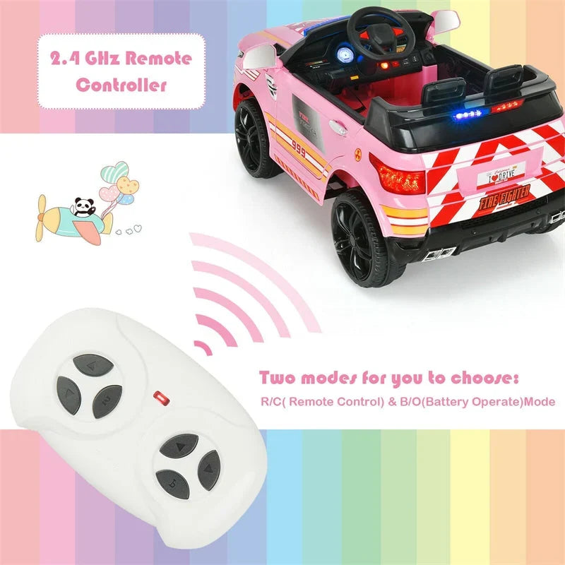 2026 Kids Ride On Police Car 12V Battery Powered Electric Riding Toy Truck Car with LED Siren Flashing Light