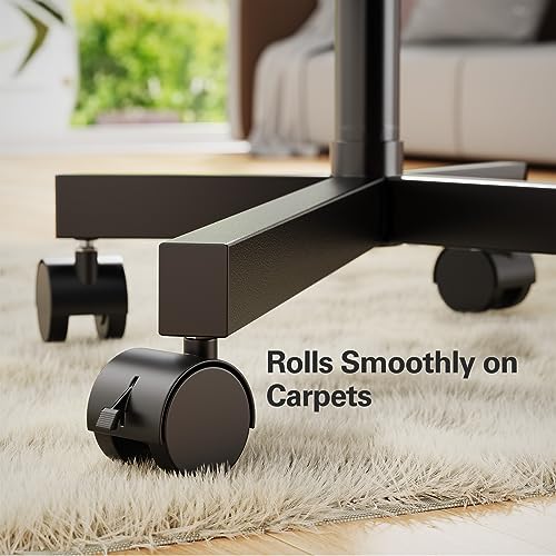 2026 Perlegear Rolling TV Stand for 23-60 Inch LCD LED OLED 4K Smart TVs Holds up to 88lbs, Mobile TV Stand with Height Adjustable, Tilting TV Cart with Locking Wheels Max VESA 400x400mm, PGTVMC16