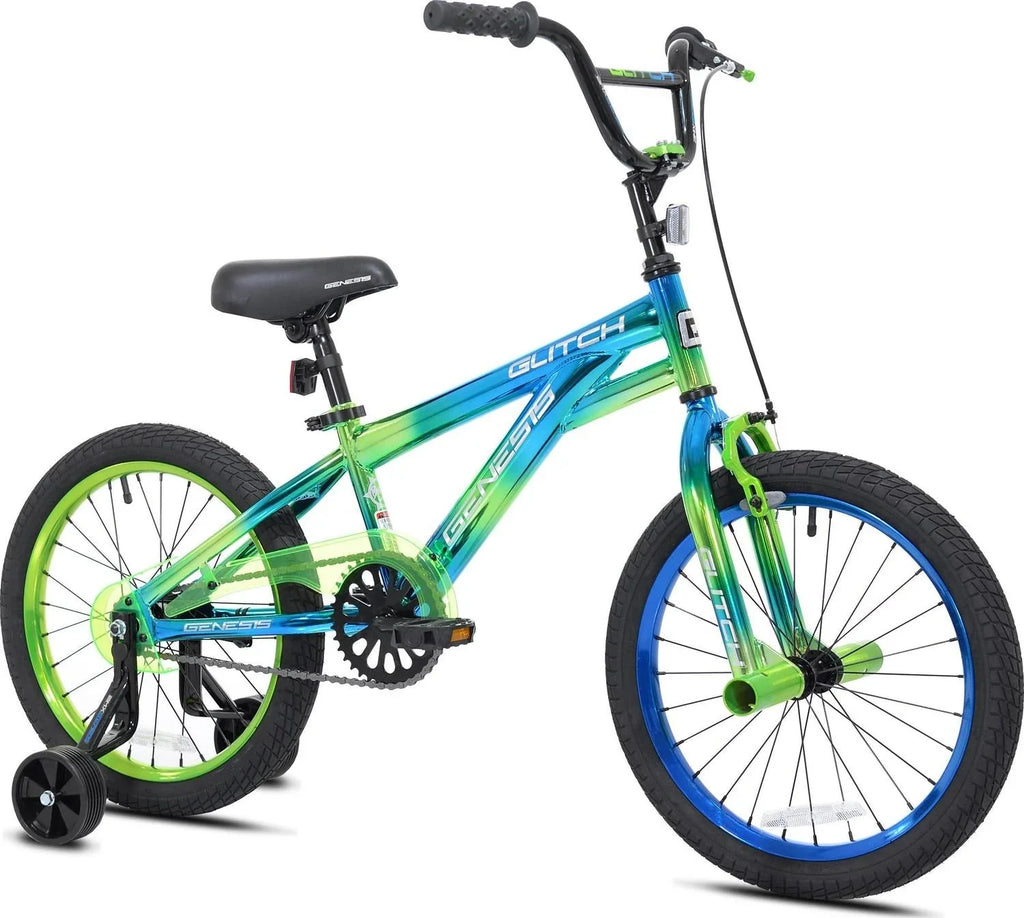2026 NewGenesis 18 Glitch Boy’s BMX Bike, Blue/Green