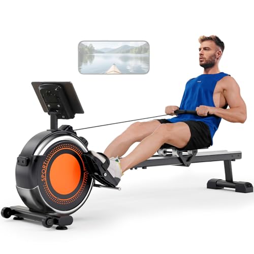 2026 Dripex Rowing Machines for Home Use, Rowing Machine Magnetic Rower, Max 350 LBS, 16 Levels of Workout Resistance, Dual Slide Rail, Bluetooth App Compatible, LCD Monitor, Row Machine for Gym Exercise