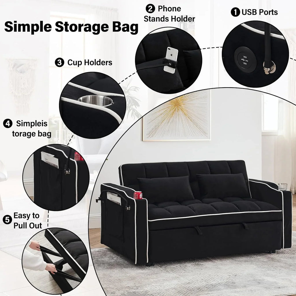 2026 Fashionable modern and multi-functional foldable velvet sofa bed