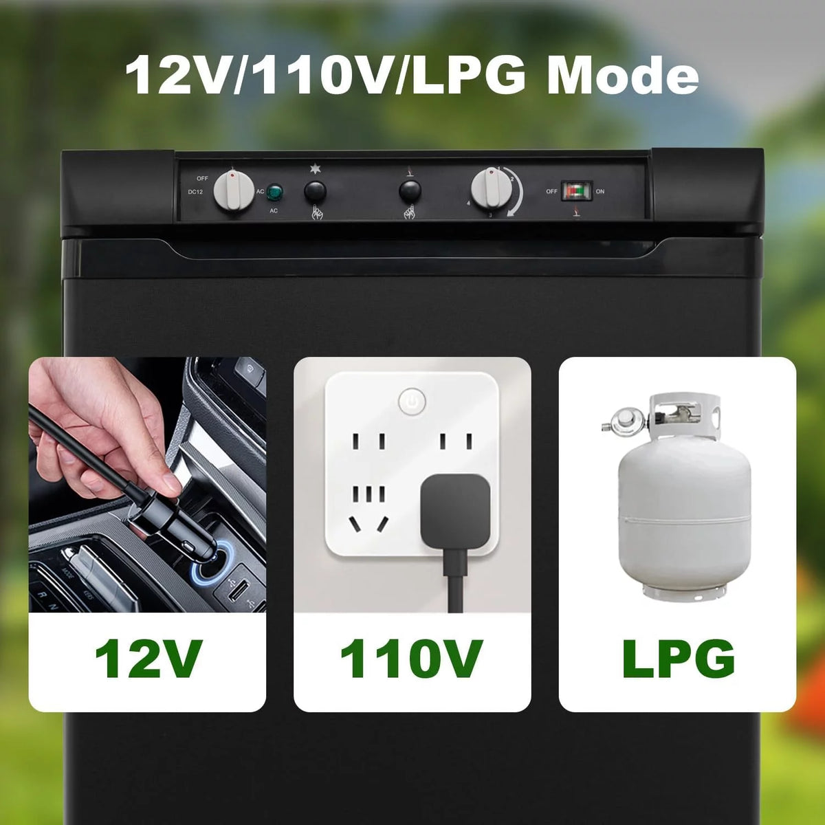 2026 SMAD 3.5 Cu ft 3 Way Fridge, Refrigerator Freezer Combo, 12V/110V/LPG Camping Offgrid RV Travel Cabin Truck Outdoor