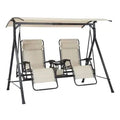 2026 NewMainstays Zero-Gravity Steel Porch Swing – Beige/Black, Size: 230 cm x 148 cm x 184 cm