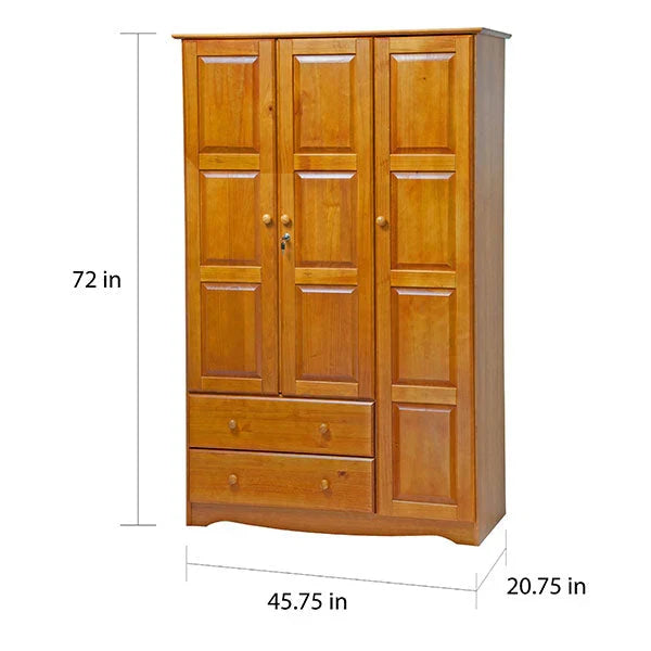 2026 100% Solid Wood Grand Wardrobe Armoire - Mocha
