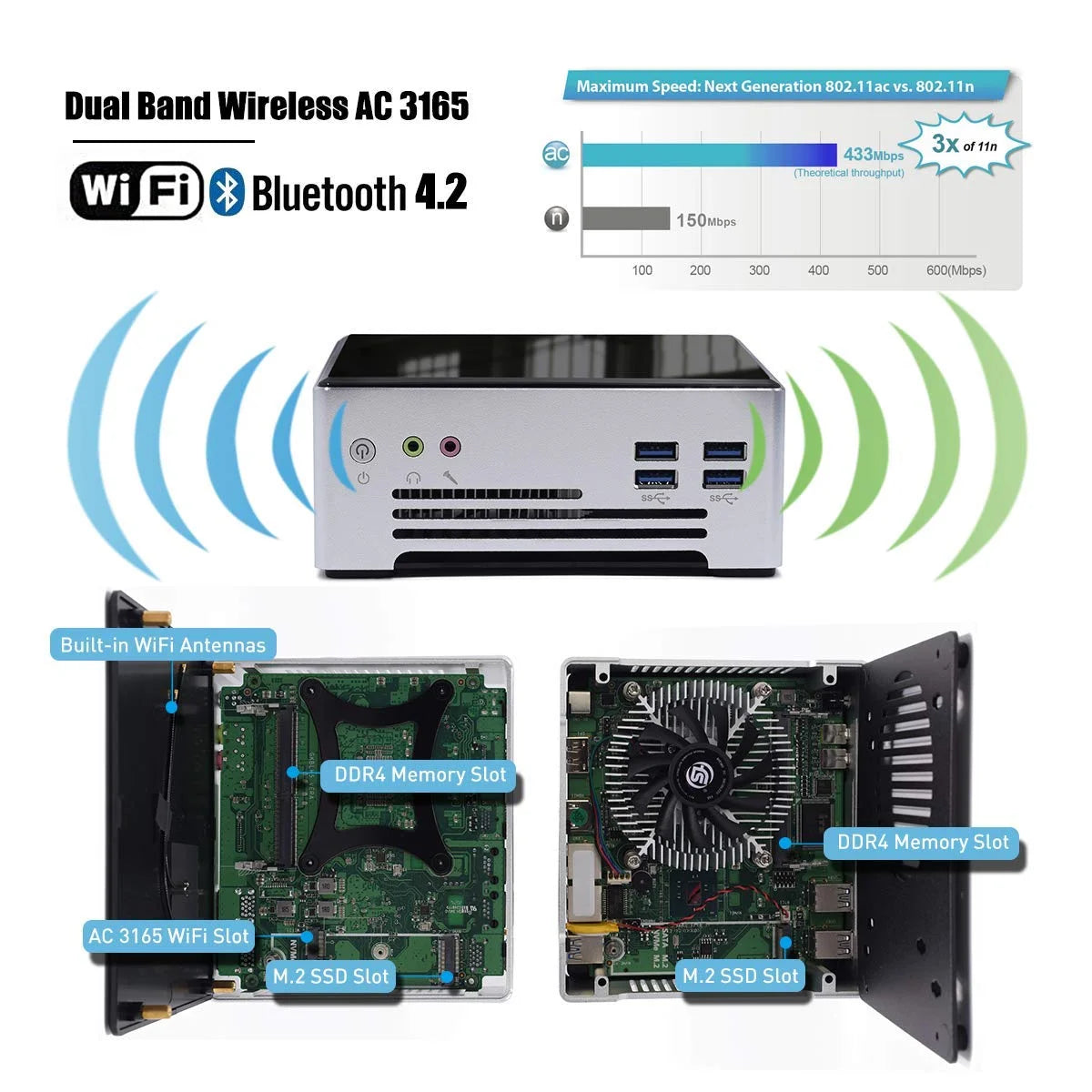 2026 WEIDIAN NUC Mini PC Octa Core i9 10880H Mini Desktop Computer Windows 11 Pro DDR4 16GB RAM 1TB SSD RJ45 Gigabit Ethernet HD & DP Ports 6USB 3.0 WiFi BT 4.2 Daily Office Micro PC Built in Fan