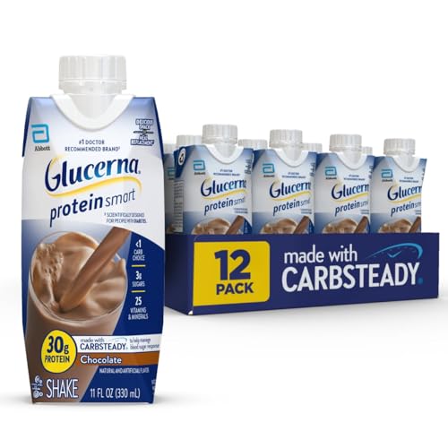 2026 Glucerna Protein Smart Shake, Diabetic Drink to Support Blood Sugar Management, 30g Protein, 150 Calories, Chocolate, 11-fl-oz Bottle, 12 Count