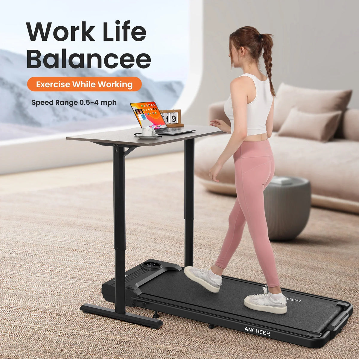 2026 NewANCHEER Portable Folding Walking Pad 300lb, 7.5 MPH Under Desk Treadmill with Remote Control & LED Display,2 in 1 Walking Pad Treadmill for Home/Office/Exercise(Pink)