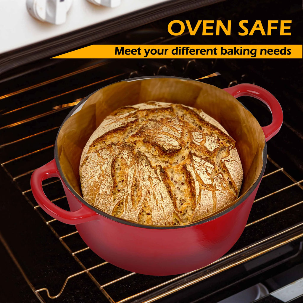2026 Walchoice 6 Quart Enameled Cast Iron Dutch Oven with Lid, Nonstick Round Dutch Oven Pot with Dual Handles for Braising, Stews, - Red