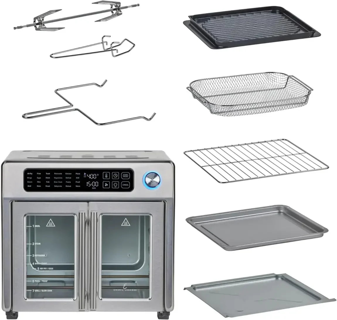 2026 26-Qt. Extra-Large Air Fryer Convection Toaster Oven with French Doors, Stainless Steel
