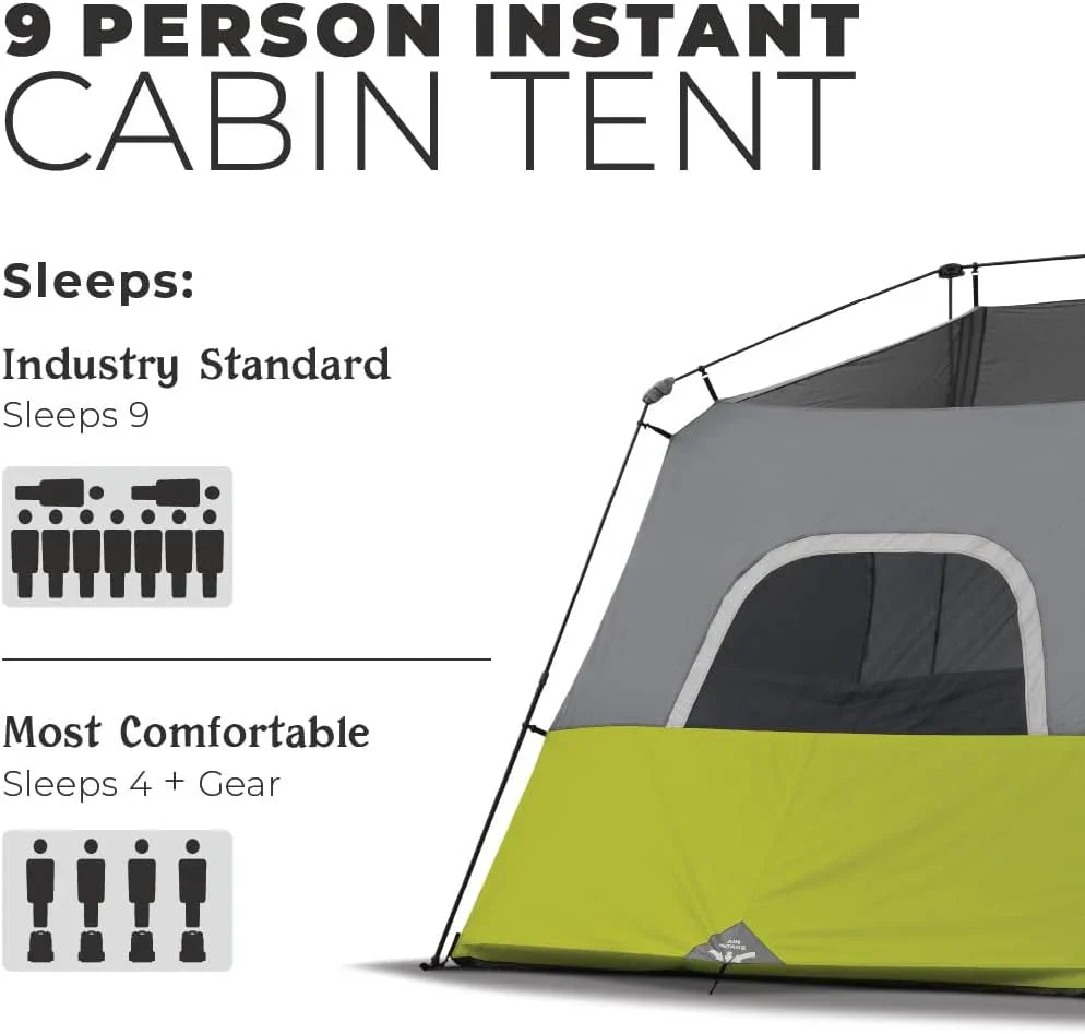 2026 9 Person Instant Cabin Tent - 14' x 9', Green (40008)