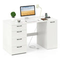 2026 53" Computer Desk with 4 Storage Drawers & Cabinet, Home Office Desk w/ Charging Station, Adjustable Shelf & Cable Management for Study, Makeup