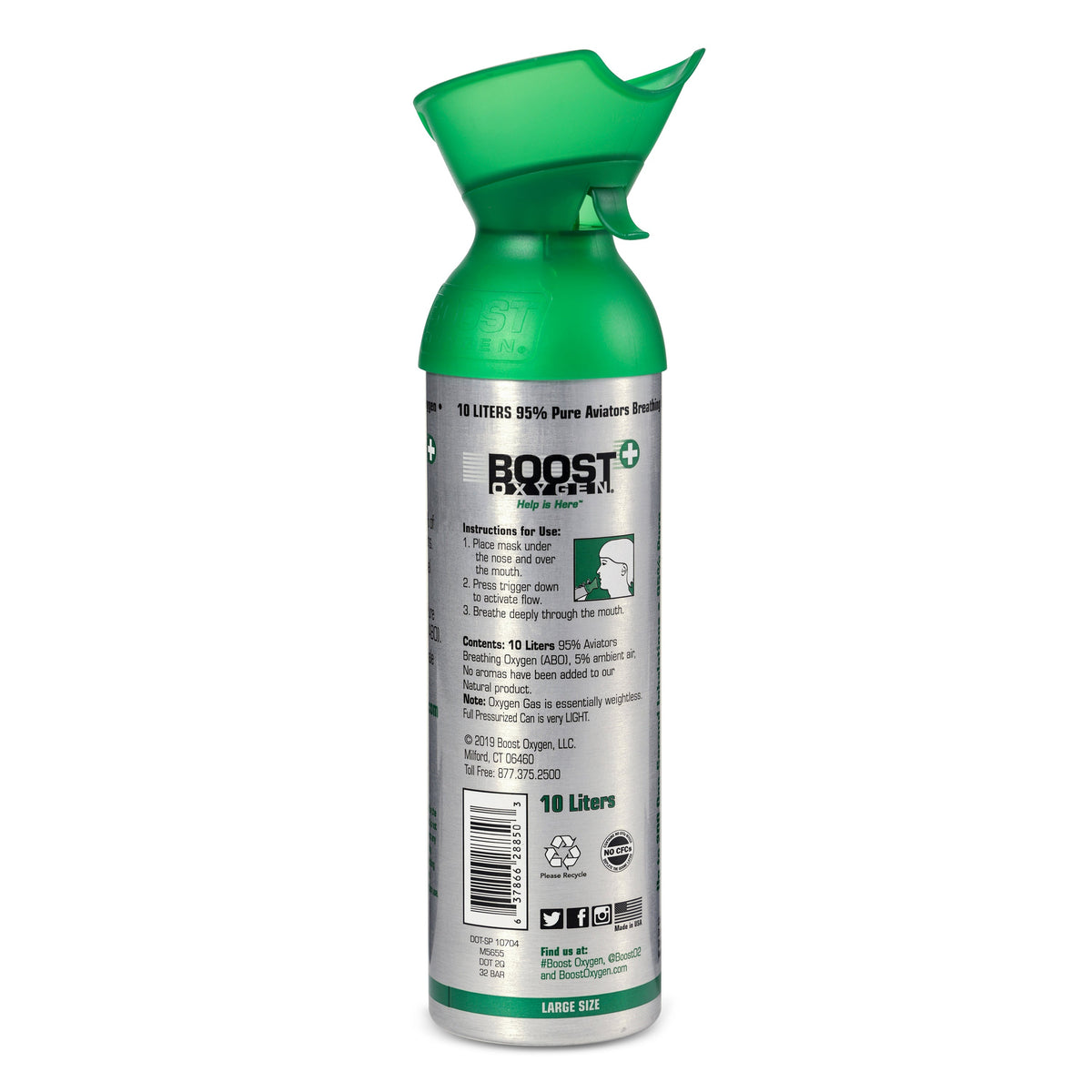2026 Boost Oxygen Natural Portable 10 Liter Pure Canned Oxygen, Flavorless (18 Pack)
