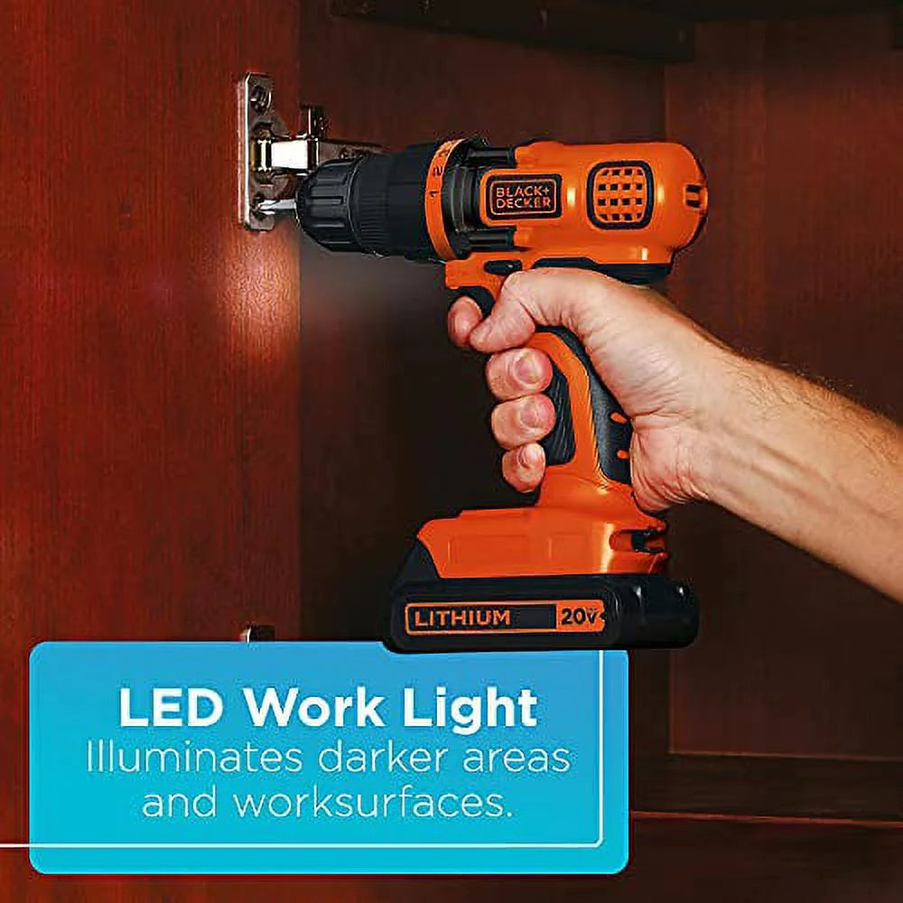 2026 20V MAX Cordless Drill and Driver, 3/8 Inch, With LED Work Light, Battery and Charger Included (LDX120C)