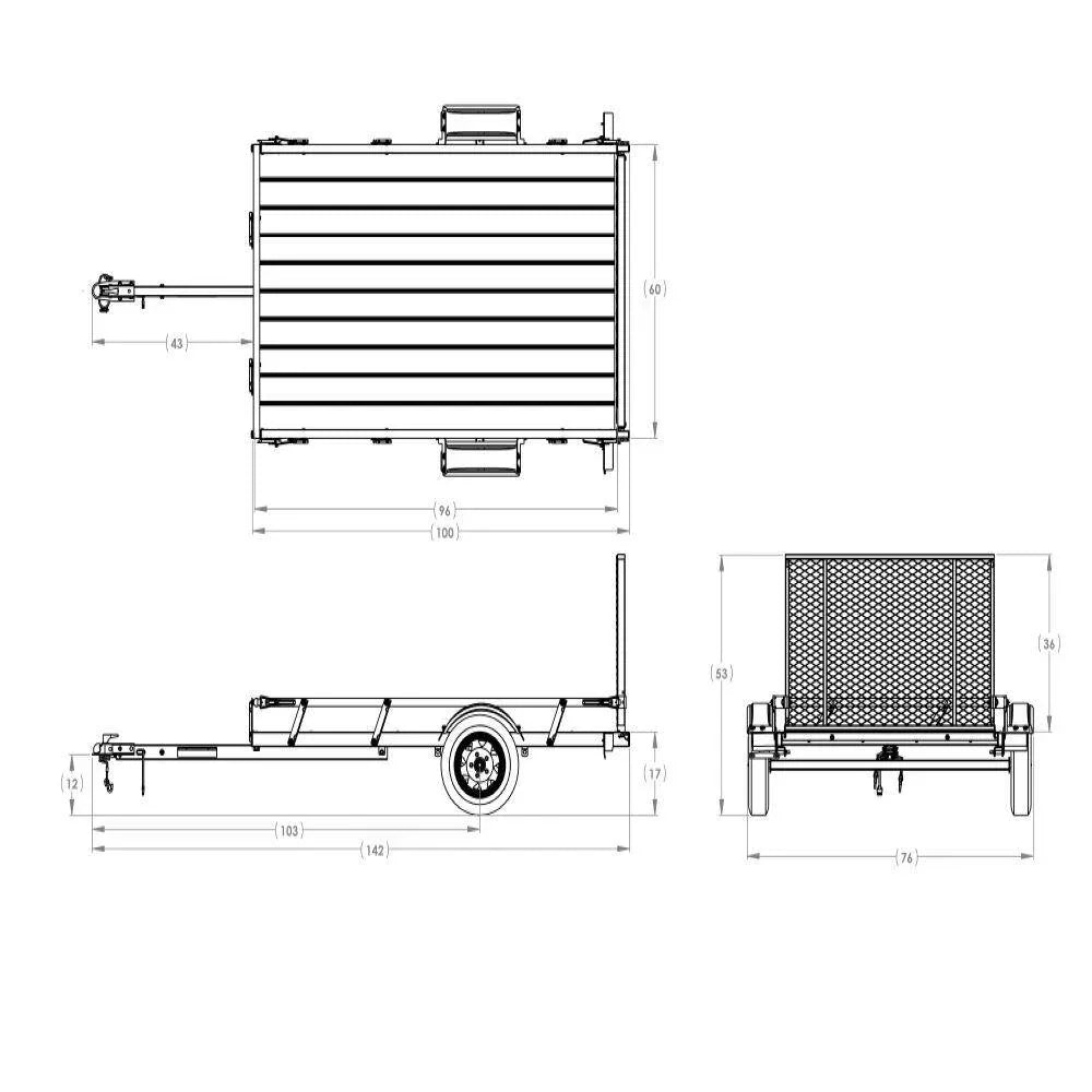 2026 5 ft. x 8 ft. Wood Floor Utility Trailer w Sliding Rail System