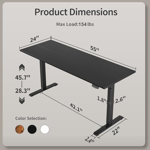 2026 Agilestic Electric Standing Desk, 48 x 24 Inches Height Adjustable Desk, Sit Stand up for Work Office Home, Ergonomic Rising Computer Table with Memory Preset, Rustic Brown