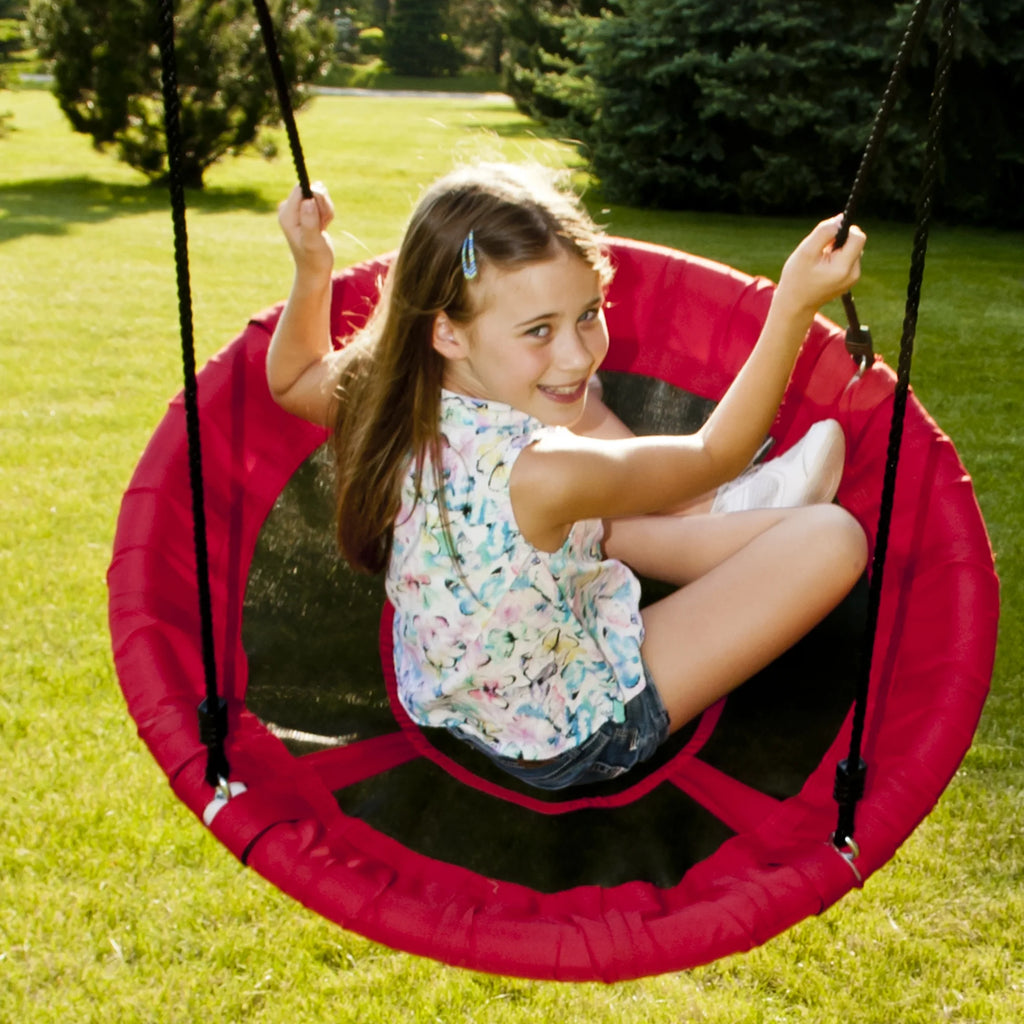 2026 WonkaWoo Little Flyers Platform Tree Swing, 40" Saucer Platform with Adjustable Height, Red