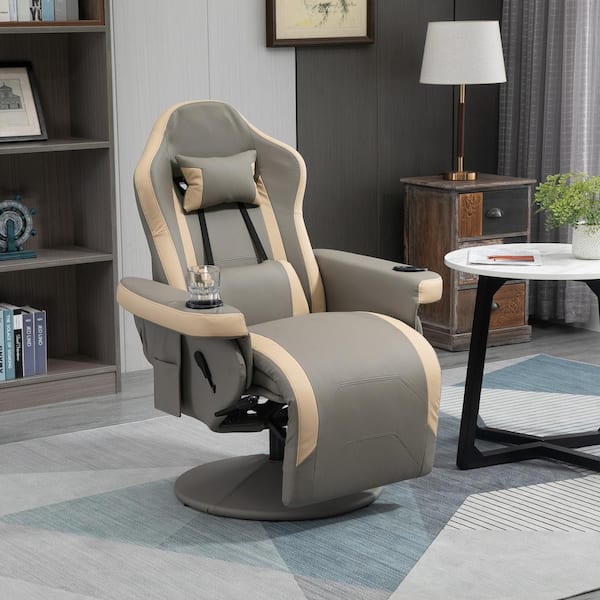 2026 Grey PU Leather Recliner ArmChair
