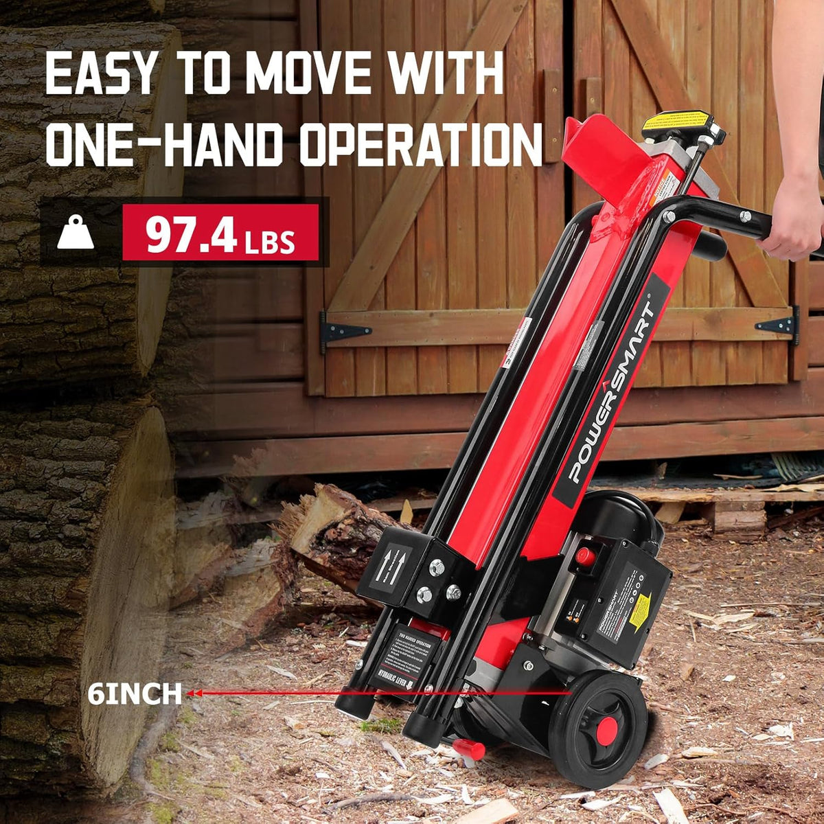 2026 Electric Log Splitter 7-Ton - Efficient Wood Splitter with 3500 Motor Speed, 15 Amp, Horizontal Full Beam Design and Steel Wedge for Firewood & Kindling Cutting