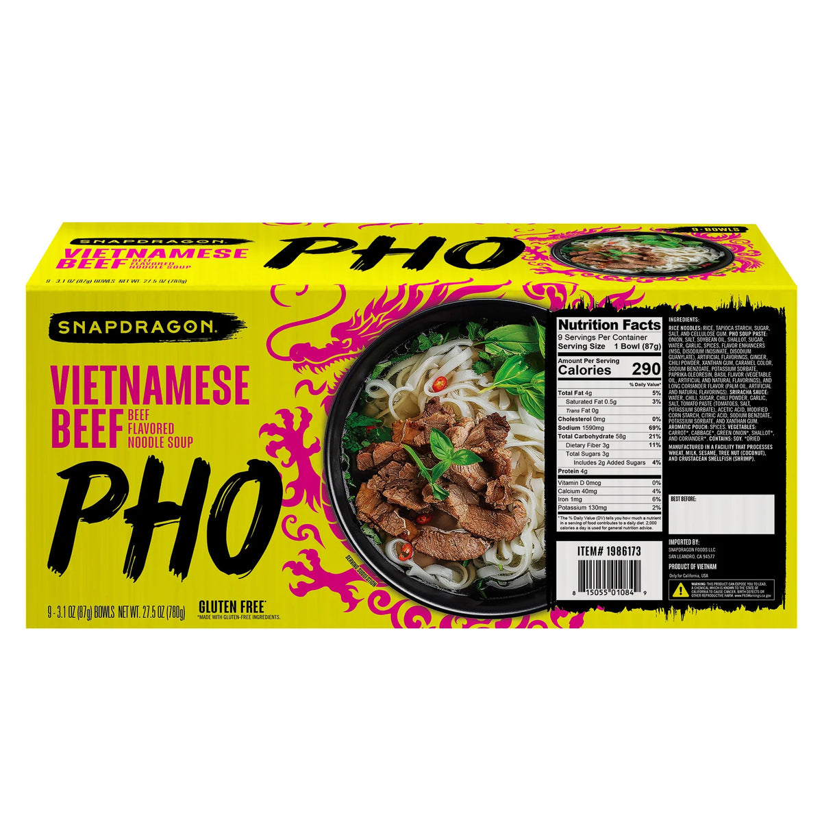 2026 NewSnapdragon Foods Vietnamese Pho Bowls, 3.1 oz, 9-count