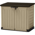 2026 NewKeter Store It Out MAX Horizontal Durable Resin Outdoor Storage Shed With Heavy Duty Floor and Locking Latch and Double Doors, Beige