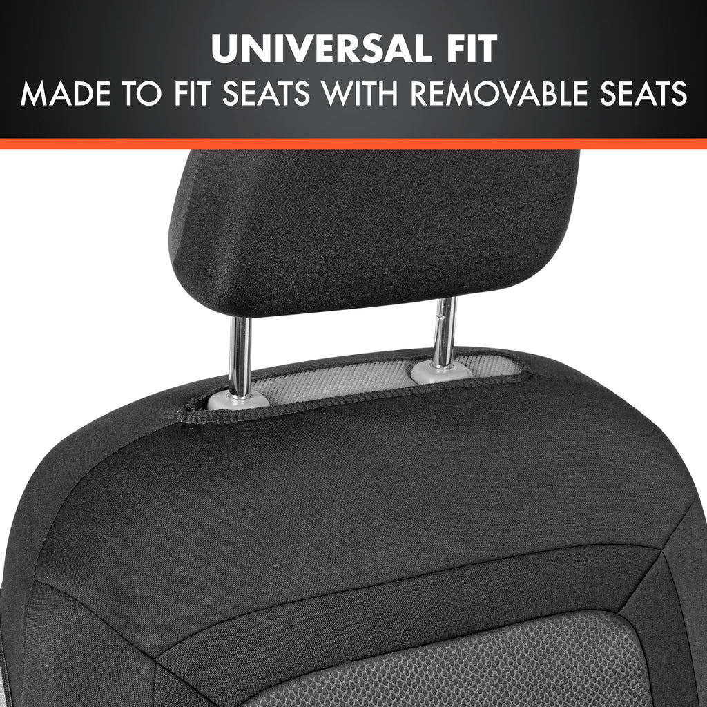 2026 BDK Advanced Performance Car Seat Covers - Instant Install Sideless Front Seat Protector Pair - Modern Honeycomb Accent Black
