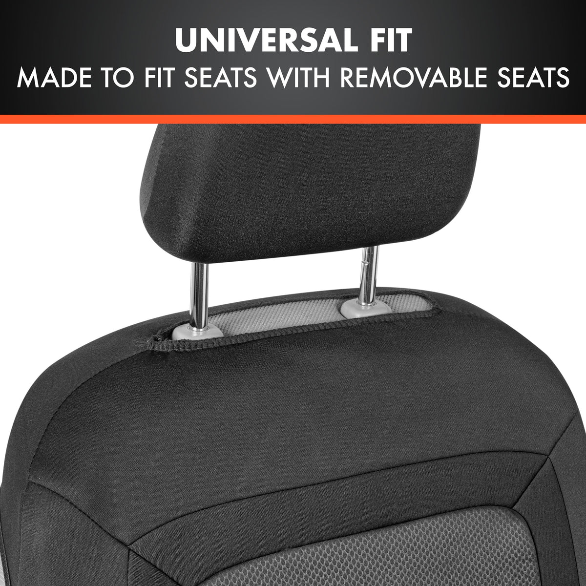 2026 BDK Advanced Performance Car Seat Covers - Instant Install Sideless Front Seat Protector Pair - Modern Honeycomb Accent Black
