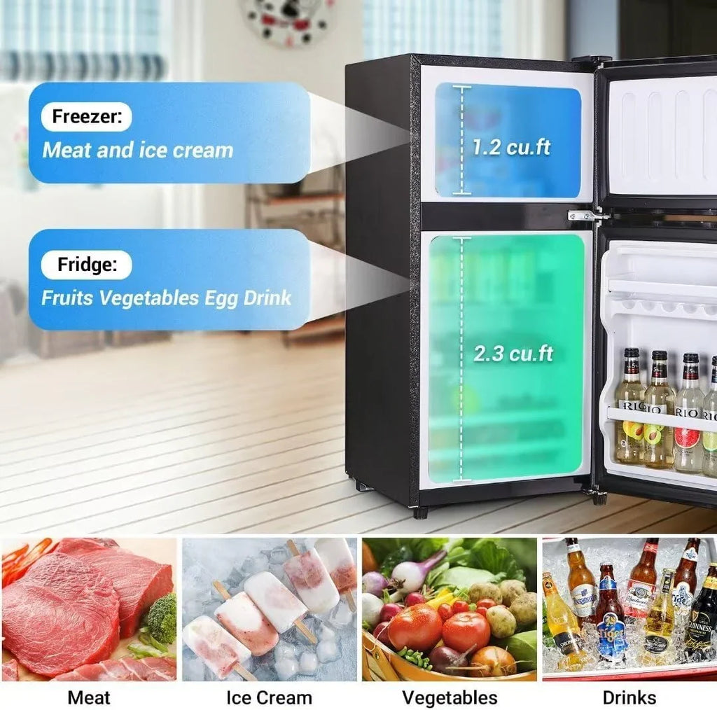 2026 NewApartment-sized refrigerator, 3.5 cubic feet (approx. 99 liters) usable capacity, small refrigerator with freezer compartment, suitable for houses and apartments, freestanding