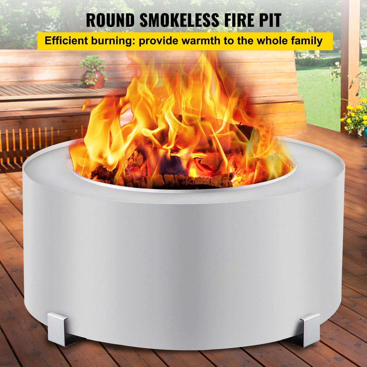 2026 Smokeless Fire Pit, Stainless Steel Stove Bonfire, 27.6 inch Diameter Wood Burning Fire Pit