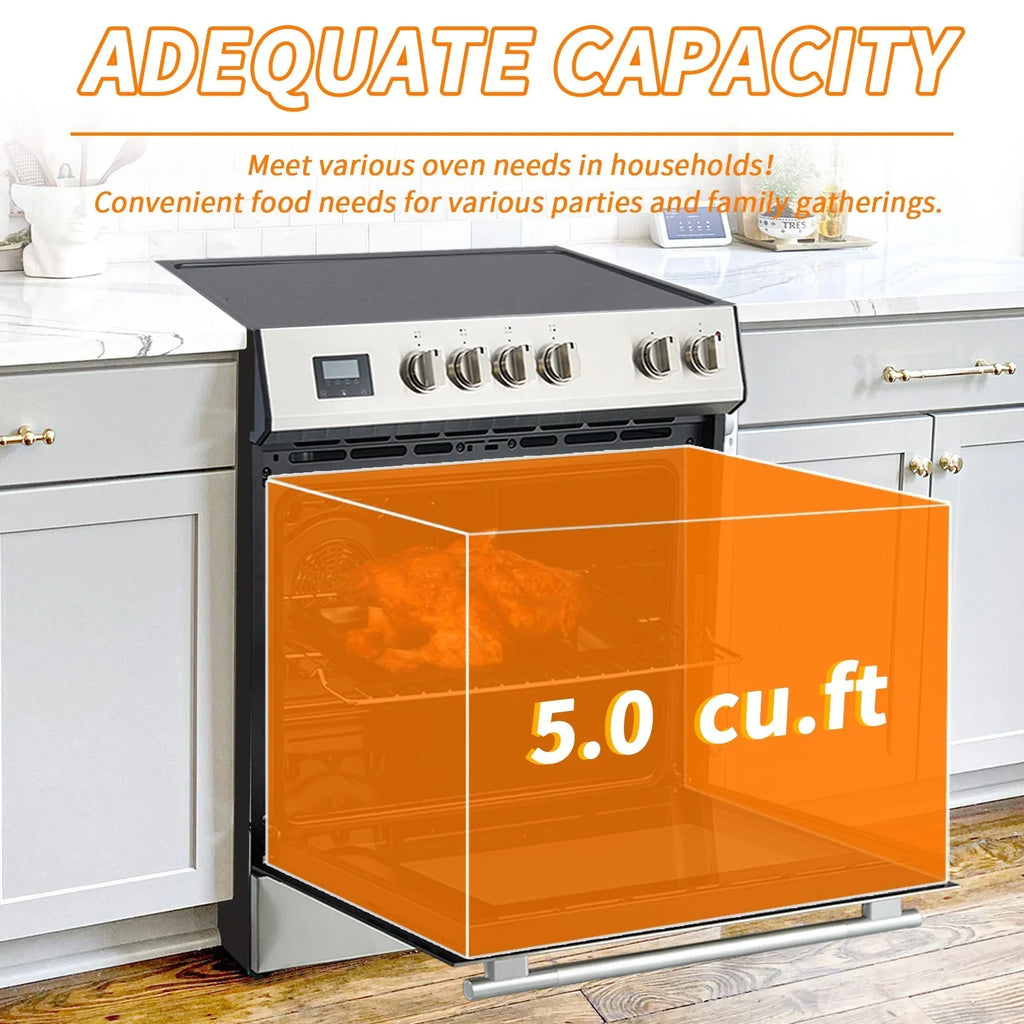 2026 5.0 Cu. Ft. Freestanding Electric Range with Front Controls and 5 Cooktop Elements, Stainless Steel