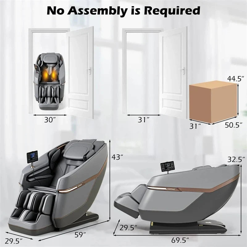 2026 Full Body Zero Gravity Massage Chair, SL Track Massage Recliner with Airbags, Back & Waist Heater, Foot Rollers, Touch Screen, Auto Shoulder Scan