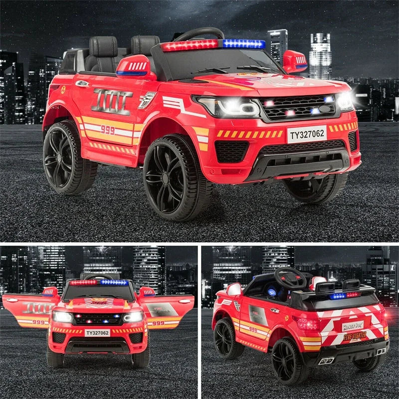 2026 Kids Ride On Police Car 12V Battery Powered Electric Riding Toy Truck Car with LED Siren Flashing Light