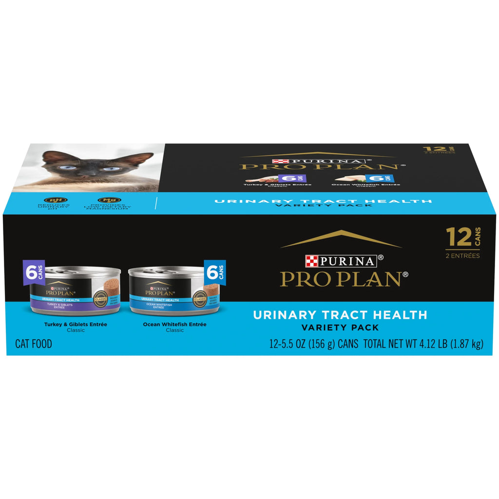 2026 Pro Plan Urinary Tract Cat Food, Wet Cat Food Variety Pack, Turkey and Ocean Whitefish Entrees, 5.5 oz. Can