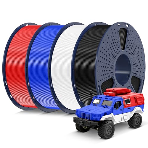 2026 SUNLU 4kg PLA 3D Printer Filament Bundle, Neatly Wound PLA Filament 1.75mm ±0.02mm, Individually Vacuum Packed, 4kg in Total, 1kg per Spool, 4 Pack, 4000g, 4Black