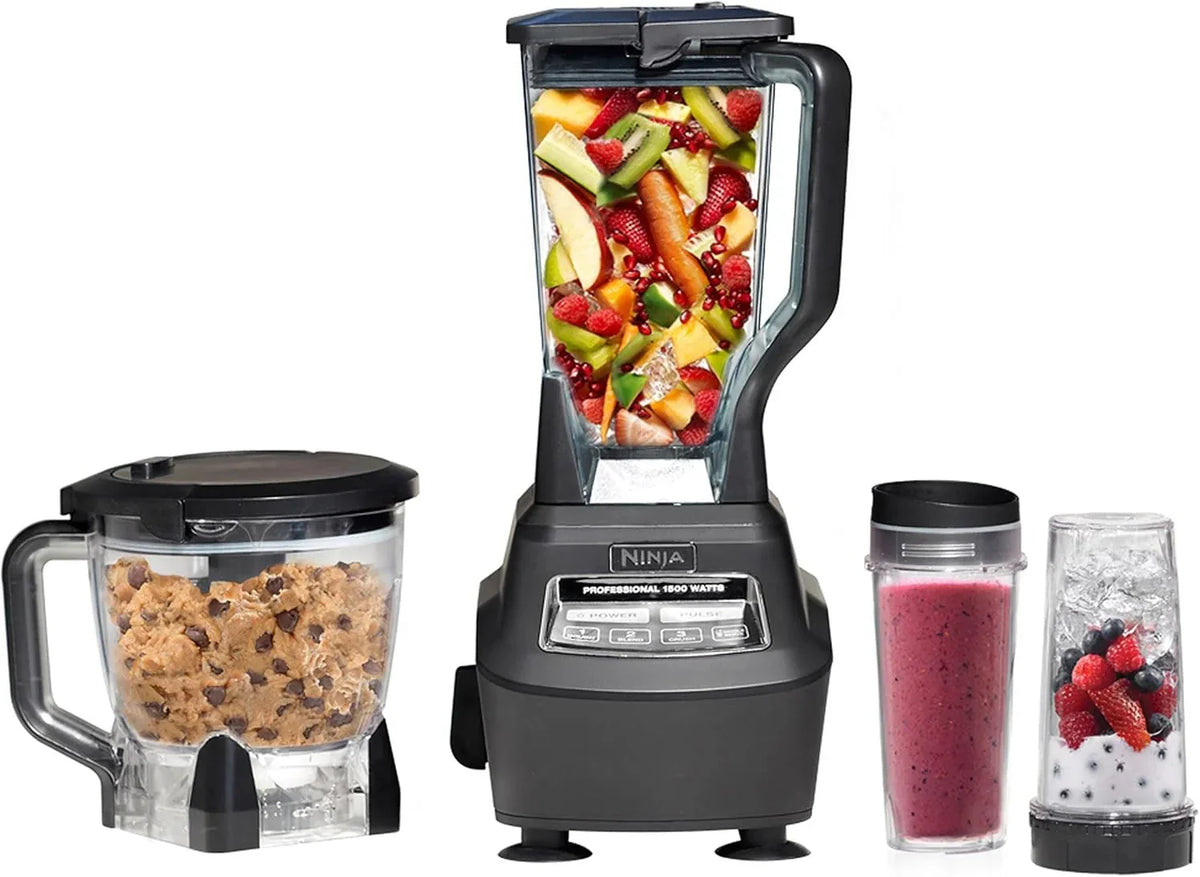 2026 NewNinja Mega Kitchen System, 1500 Watt Stand Mixer (2.1 Liters) and Food Processor (8 Cups) with (2) 473 ml Takeaway Cups