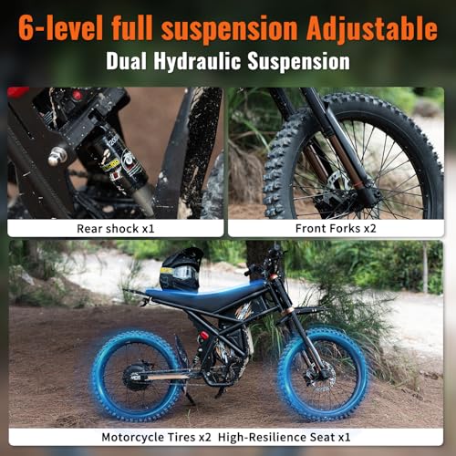 2026 GT73 PRO/GT73 Ebike for Adults, 50MPH 60V 3000W / 37MPH 48V 2400W Eectric Dirt Bike, 36.4AH Dual Battery Dirtbike Up to 85 Miles, 25" Motorcycle Tire, UL2849 All Terrain E Bike Full Suspension