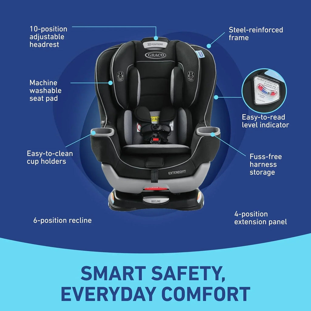 2026 Extend2Fit Convertible Baby Car Seat, Rear and Forward Facing, Adjustable Extension Panel for Extra Legroom, Gotham