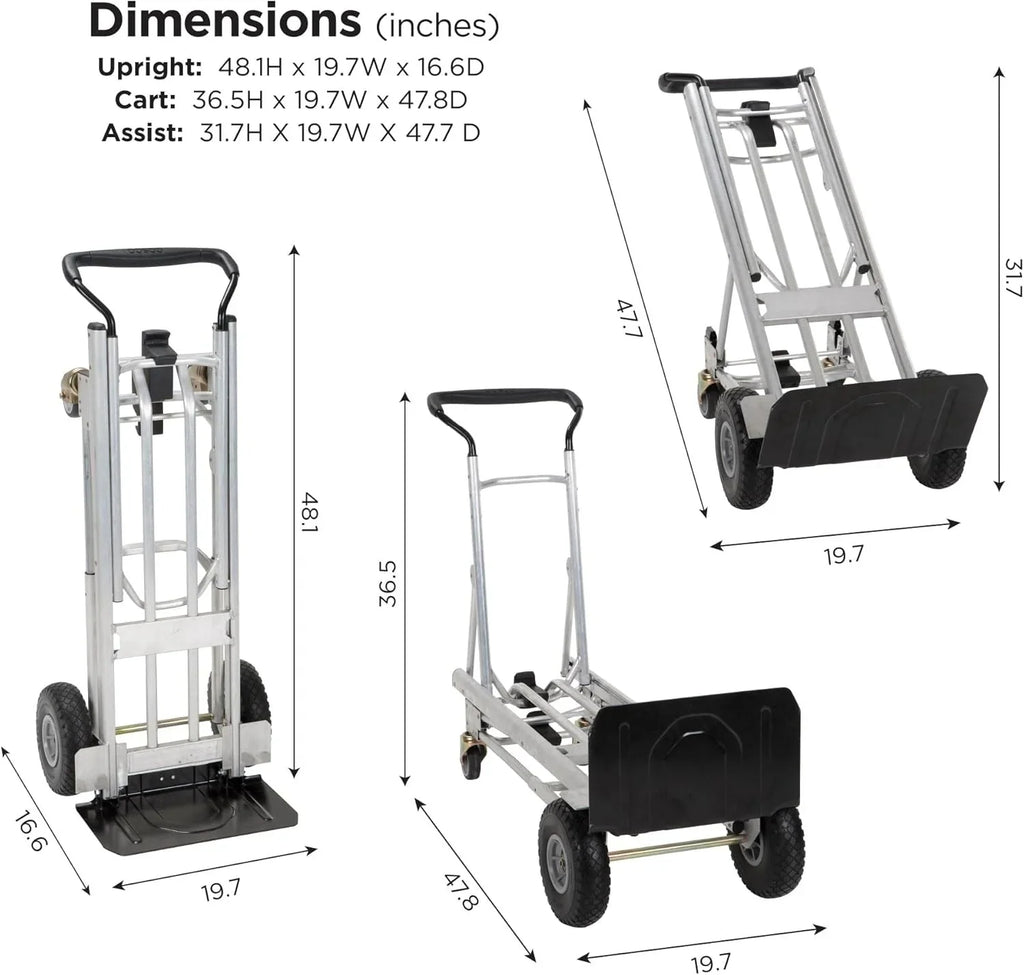 2026 New4-in-1 folding hand truck with puncture-proof wheels