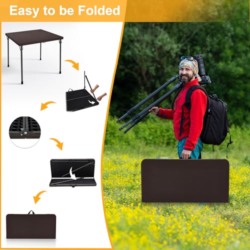 2026 34" Folding Table, Portable Square Folding Card Table with Collapsible Legs & Carrying Handle, Plastic Tables for Camping,Picnic, Office, Party, White